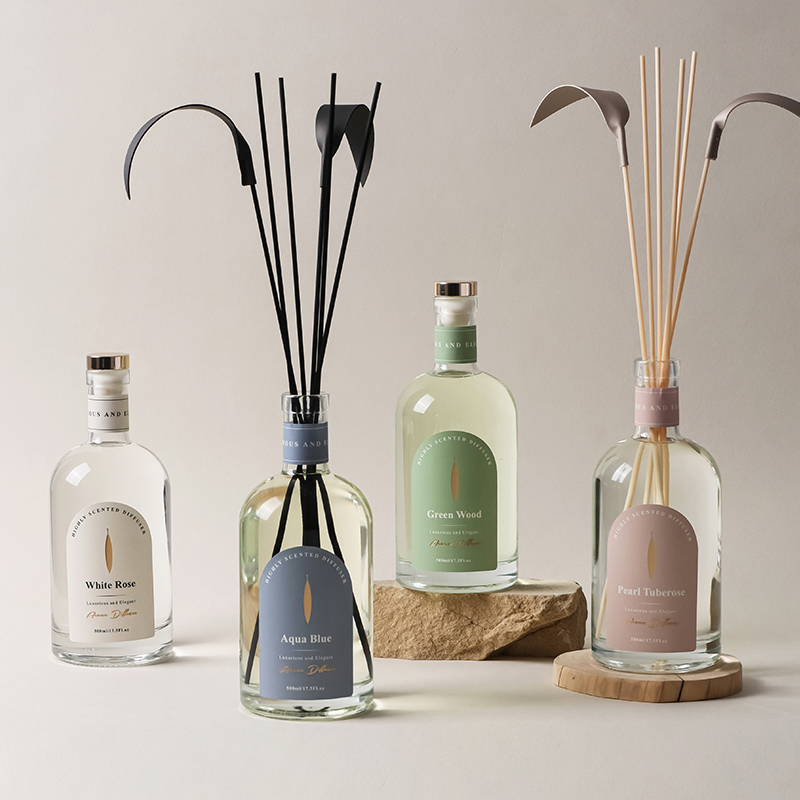 Luxury 500ml Glass Reed Diffuser for Hotel Decor