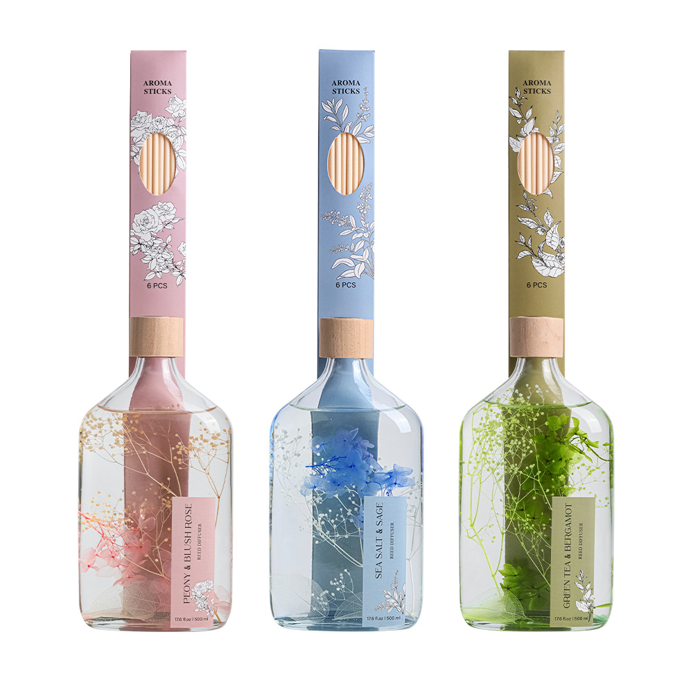 Luxury Botanical Glass Reed Diffuser with Dried Flowers