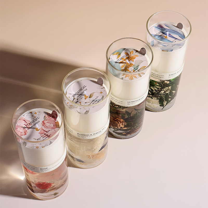 Bulk Custom Luxury Botanical Scented Candle Glass Jar