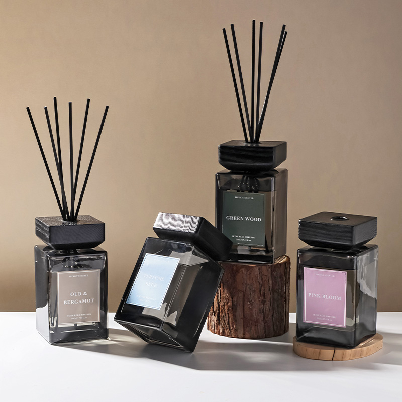 Luxury 500ml Square Black Glass Reed Diffuser